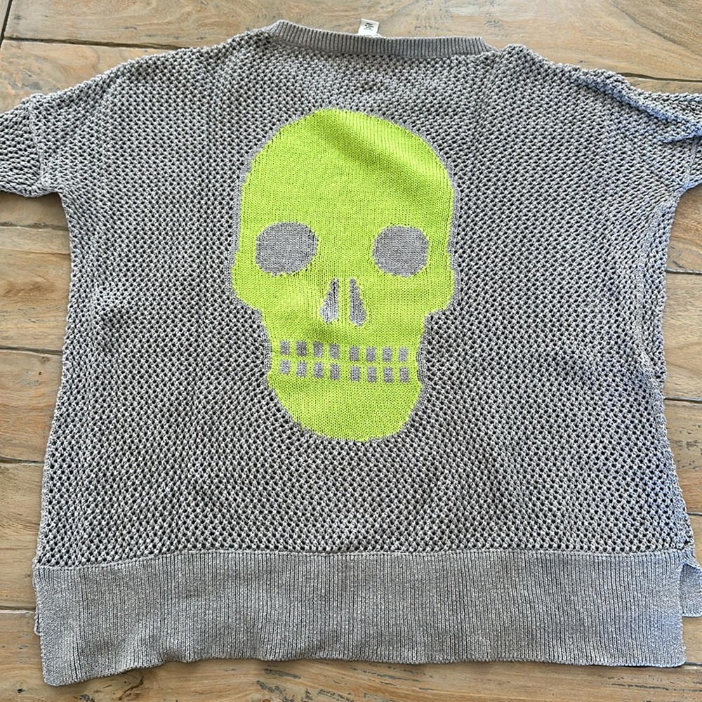 Cotton by Autumn Cashmere - Crochet Skull sweater. 100% Cotton. Size S - so cute - Picture 6 of 9